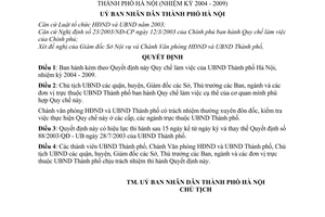 Quyết định 162/2004/QĐ-UB quy chế làm việc UBND Thành phố Hà Nội 2004-2009
