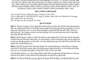 Quyết định 184/2004/QĐ-TTg vốn tín dụng đầu tư phát triển Nhà nước thực hiện kiên cố hoá kênh mương,giao thông nông thôn,thủy sản,làng nghề 2006-2010