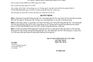 Quyết định 304/2004/QĐ-UB thành lập Trường Phổ thông dân lập Việt Hoa Cần Thơ