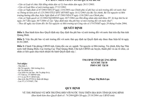 Quyết định 74/2004/QĐ-UB  thu phí bảo vệ môi trường