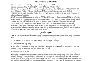 Quyết định 1133/2004/QĐ-TTg  Dự án đầu tư xây dựng Trung tâm Hội nghị Quốc gia