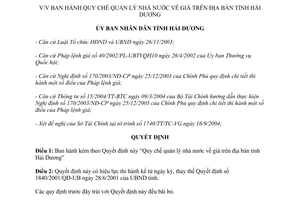 Quyết định 4308/2004/QĐ-UBND Quy chế quản lý nhà nước về giá tỉnh Hải Dương