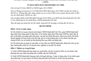 Quyết định 310/2004/QĐ-UB chức năng nhiệm vụ quyền hạn cơ cấu Sở Tài chính