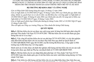 Quyết định 29/2004/QĐ-BKHCN quản lý chất lượng mũ bảo hiểm trẻ em tham gia giao thông trên mô tô xe máy