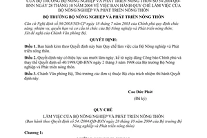 Quyết định 54/2004/QĐ-BNN Quy chế làm việc Bộ Nông nghiệp Phát triển nông thôn