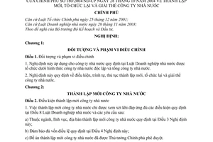 Nghị định 180/2004/NĐ-CP thành lập mới, tổ chức lại giải thể công ty nhà nước