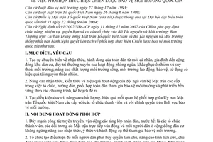 Nghị quyết liên tịch 01/2004/NQLT-MTTQ-BTNMT phối hợp thực hiện Chiến lược Bảo vệ môi trường quốc gia