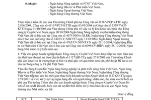 Công văn  1235/NHNN-TD xử lý khó khăn tài chính  Tổng công ty Cà phê Việt Nam