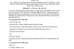 Công văn 5284/TCHQ-GSQL phân tích hàng TT PTPL  chưa đủ điều kiện phân tích, phân loại
