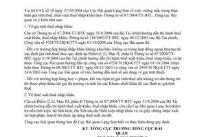 Công văn 5252/TCHQ-KTTT vướng mắc thuế NK