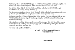 Công văn 5848/TM-XNK  nhập khẩu bổ sung thuốc lá