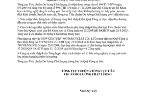 Công văn  1350/TĐC-ĐGPH  nhập khẩu phụ tùng xe máy