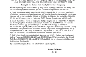 Công văn 13587TC/TCT  thuế thu nhập doanh nghiệp của các doanh nghiệp kinh doanh sân golf