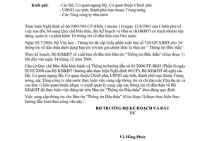 Công văn  7304/BKH-QLĐT cung cấp thông tin cho bản tin "Thông tin đấu thầu"