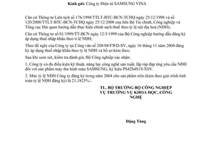 Công văn 6048/CV-KHCN  xác nhận điều kiện kỹ thuật, năng lực công nghệ sản xuất và tỷ lệ nội địa hoá