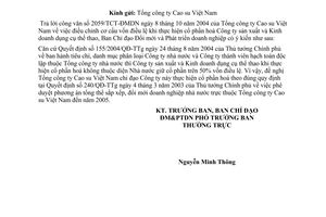 Công văn  146/ĐMDN  điều chỉnh vốn điều lệ khi cổ phần hóa Công ty sản xuất - kinh doanh dụng cụ thể thao