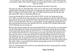 Công văn 3960/TCT/ĐTNN  hướng dẫn hoàn thuế GTGT theo TT 84/2004/TT-BTC