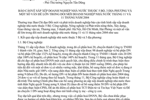 Công văn 152/ĐMDN  sắp xếp doanh nghiệp nhà nước thuộc 5 Bộ, 3 địa phương và vấn đề lớn trong đổi mới doanh nghiệp nhà nước tháng 11 và 11 tháng 2004