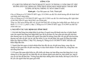Công văn 5784/TCHQ-KTTT hướng dẫn xác định giá tính thuế hàng hoá nhập khẩu thuộc đối tượng áp dụng TT 87/2004/TT-BTC