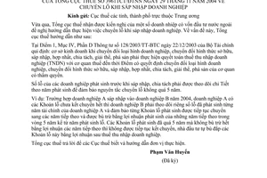 Công văn 3961/TCT/ĐTNN chuyển lỗ khi sáp nhập doanh nghiệp