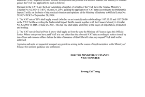 Official Dispatch No. 13293/TC-CST of November 16, 2004, on the value added tax rate applicable to malt