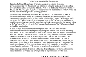 Official Dispatch No. 3960 TCT/DTNN, On guiding VAT refund under Circular No. 84