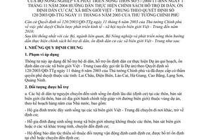 Thông tư 57/2004/TT-BNN hướng dẫn thực hiện chính sách hỗ trợ di dân, ổn định dân cư xã biên giới Việt - Trung