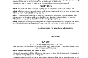 Quyết định 24/2004/QĐ-BTNMT  Giấy chứng nhận quyền sử dụng đất