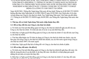Thông tư 07/2004/TT-NHNN tổ chức hoạt động Công ty cho thuê tài chính sửa đổi điểm 17.2 Thông tư 08/2001/TT-NHNN