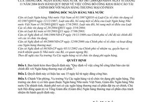 Quyết định 1407/2004/QĐ-NHNN công khai báo cáo tài chính  Ngân hàng thương mại cổ phần