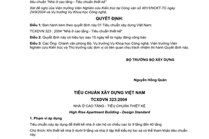 Quyết định 26/2004/QĐ-BXD TCXDVN 323: 2004 “Nhà ở cao tầng - Tiêu chuẩn thiết kế”
