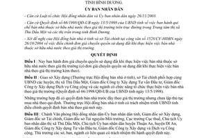 Quyết định 148/2004/QĐ-UB đơn giá chuyển quyền sử dụng đất Trung tâm đô thị Bình Dương