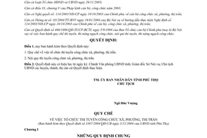 Quyết định 3367/2004/QĐ-UB Quy chế nội quy thi tuyển công chức Phú Thọ