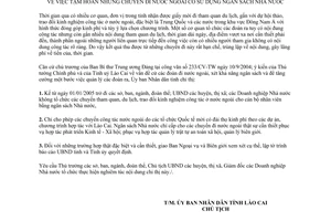 Chỉ thị 18/2004/CT-UB tạm hoãn đi nước ngoài có sử dụng ngân sách nhà nước Lào Cai