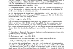 Chỉ thị 24/2004/CT-UB xây dựng kế hoạch phát triển kinh tế xã hội 5 năm Lâm Đồng