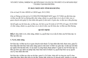 Quyết định 4427/2004/QĐ-UBND chức năng nhiệm vụ quyền hạn Sở Giáo dục Hải Dương