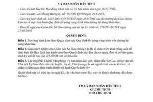 Quyết định 4277/2004/QĐ-UB Quy định thi công công trình trên đường bộ