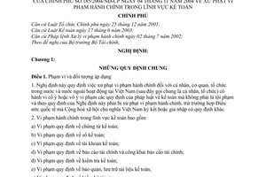 Nghị định 185/2004/NĐ-CP  xử phạt vi phạm hành chính trong kế toán