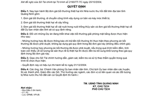 Quyết định 4005/2004/QĐ-UB  Bộ đơn giá bồi thường thiệt hại Nhà nước thu hồi đất