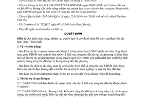 Quyết định 3754/2004/QĐ-UB chức năng nhiệm vụ quyền hạn Ban Dân Tộc Huế