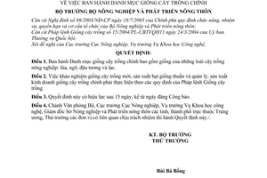 Quyết định 58/2004/QĐ-BNN Danh mục giống cây trồng chính