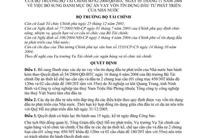 Quyết định 82/2004/QĐ-BTC bổ sung Danh mục dự án vay vốn tín dụng đầu tư phát triển Nhà nước