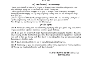 Quyết định 1623/2004/QĐ-BTM phê duyệt Chương trình xúc tiến thương mại trọng điểm quốc gia 2004