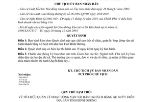 Quyết định 152/2004/QĐ-CT Quy chế tạm thời tổ chức quản lý hoạt động vận tải