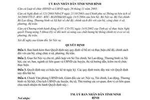 Quyết định 2742/2004/QĐ-UB chế độ chính sách cán bộ công chức xã phường thị trấn Ninh Bình