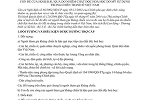 Thông tư liên tịch 14/2004/TTLT/BLĐTBXH-BYT-BTC hướng dẫn chế độ người tham gia kháng chiến con đẻ của họ bị hậu quả do nhiễm chất độc hóa học