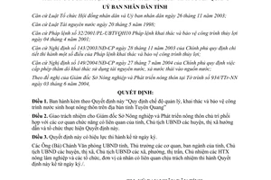 Quyết định số 75/2004/QĐ-UBND quản lý khai thác bảo vệ công trình nước sinh hoạt