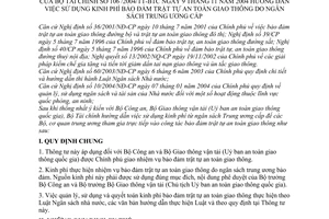 Thông tư 106/2004/TT-BTC sử dụng kinh phí bảo đảm trật tự an toàn giao thông ngân sách trung ương cấp