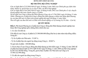 Quyết định 127/2004/QĐ-BCN chuyển Công ty Bóng đèn Điện Quang thành Công ty cổ phần