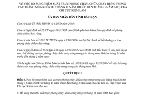 Quyết định 2490/QĐ-UB năm 2004 bổ sung thêm suất trực phòng chữa cháy rừng